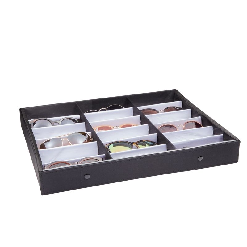 Juvale 18 Slot Sunglasses Organizer, Eyeglass Storage Case with Clear Lid for Multiple Pairs of Glasses, 18.5 x 14.25 In, 5 of 9