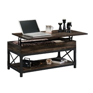 HTUTWOO Adjustable Lift-Top Coffee Table With Hidden Compartment And Storage Shelf Durable Metal Frame and Carbon Oak For Living Room - 1 of 4