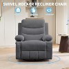 Oversized Manual Reclining Rocking Chair, 360 Swivel Glider with Cup Holder, Massage and Heat - 3 of 4