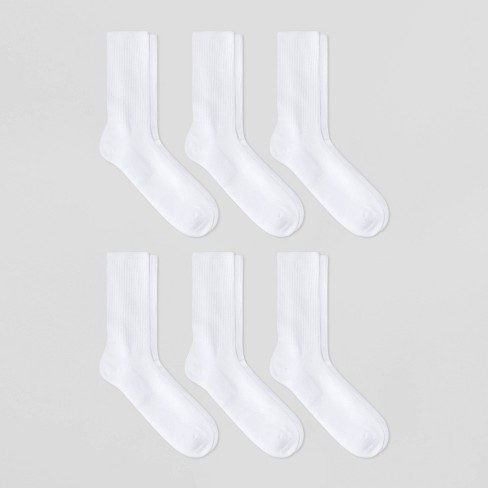 Men's Odor Resistant Crew Socks 6pk - Goodfellow & Co™ White 6-12 : Target