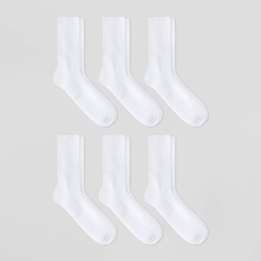 Men's Odor Resistant Crew Socks 6pk - Goodfellow & Co™ White 6-12