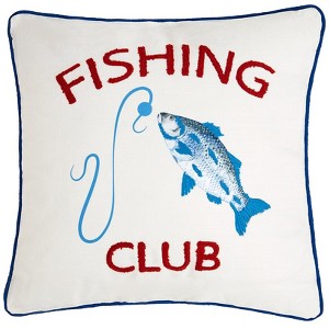 The Lakeside Collection Fishing Themed Embroidered Accent Pillows - 1 of 3