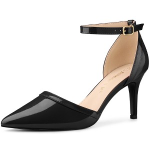 Allegra K Women's Pointed Toe Ankle Strap Stiletto Dress Heels Pumps - 1 of 4