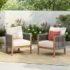 Christopher Knight Home Celeste Patio Rope Weaving Acacia Wood Upholstered Club Chair (Set of 2) - 2 of 4