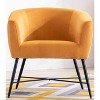 CAVINAS Velvet Accent Chair with Curved Stitched Back and Metal Leg,Cozy Upholstered Living Room Chairs,Reading Chairs for Living Room,Yellow - 3 of 4