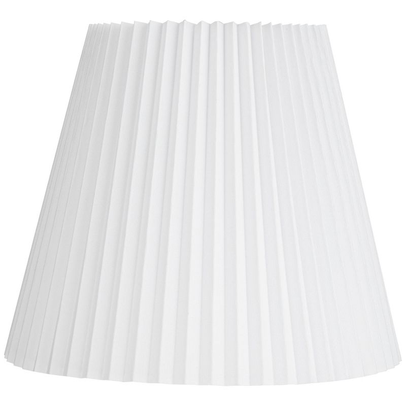 Springcrest Collection Hardback Knife Pleated Empire Lamp Shade White Large 10" Top x 17" Bottom x 14.75" Slant Spider with Harp and Finial Fitting, 1 of 9