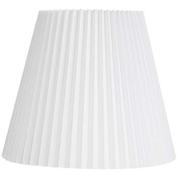 Springcrest Collection Hardback Knife Pleated Empire Lamp Shade White Large 10" Top x 17" Bottom x 14.75" Slant Spider with Harp and Finial Fitting