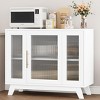 Buffet Cabinet, 36" Sideboard Buffet Storage Cabinet with Adjustable Shelves and Fluted Glass Door - 3 of 4