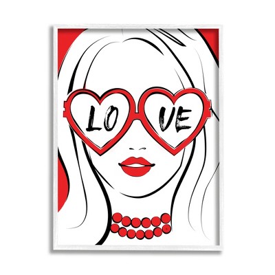 Stupell Industries Fashionable Heart Sunglasses Love Framed Giclee Art