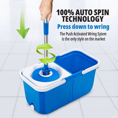 InstaMop Blue Microfiber Spin Mop and Bucket Set