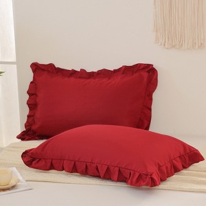 Reversible Pillow Cover – Soft Shabby Chic Ruffled Pillowcases, Wrinkle Resistant, Envelope Closure, Queen/King/Body - 1 of 4