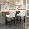 Sapphtopaz Wing Back Bar Stools Set Upholstered Barstools with Button Tufting and Wood Legs, High Dining Chairs for Kitchen, Living Room - 2 of 4