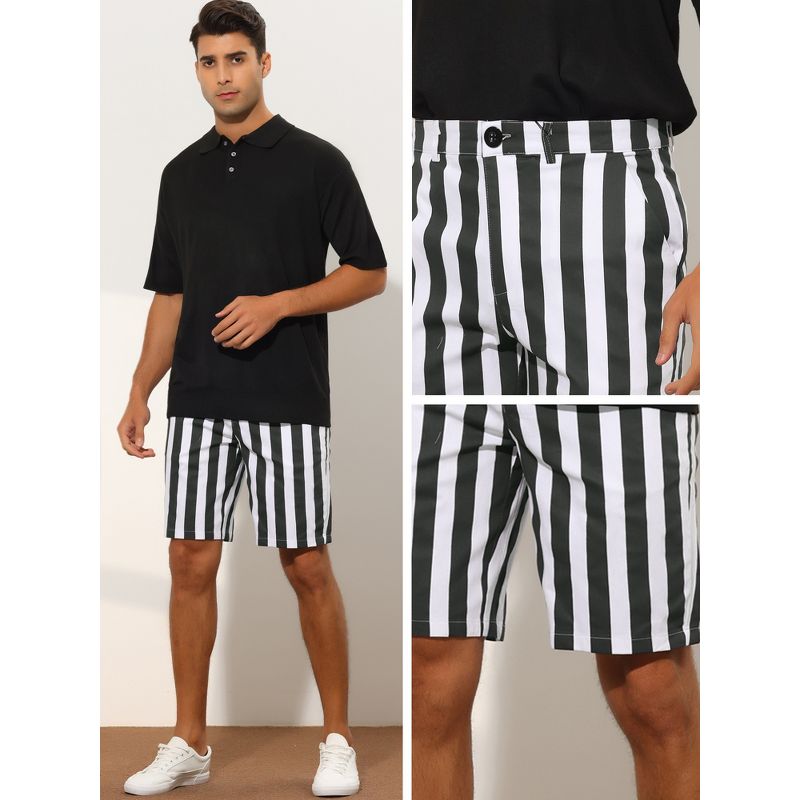 Lars Amadeus Men's Summer Flat Front Color Block Striped Chino Shorts, 5 of 6