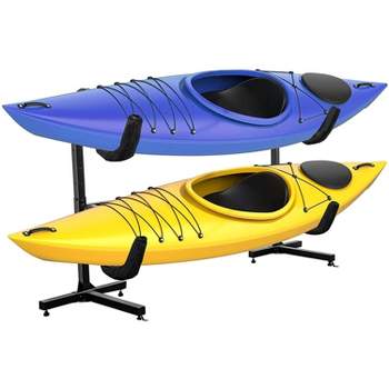 RaxGo Freestanding 2-Kayak Storage Rack, Indoor & Outdoor Holder Racks