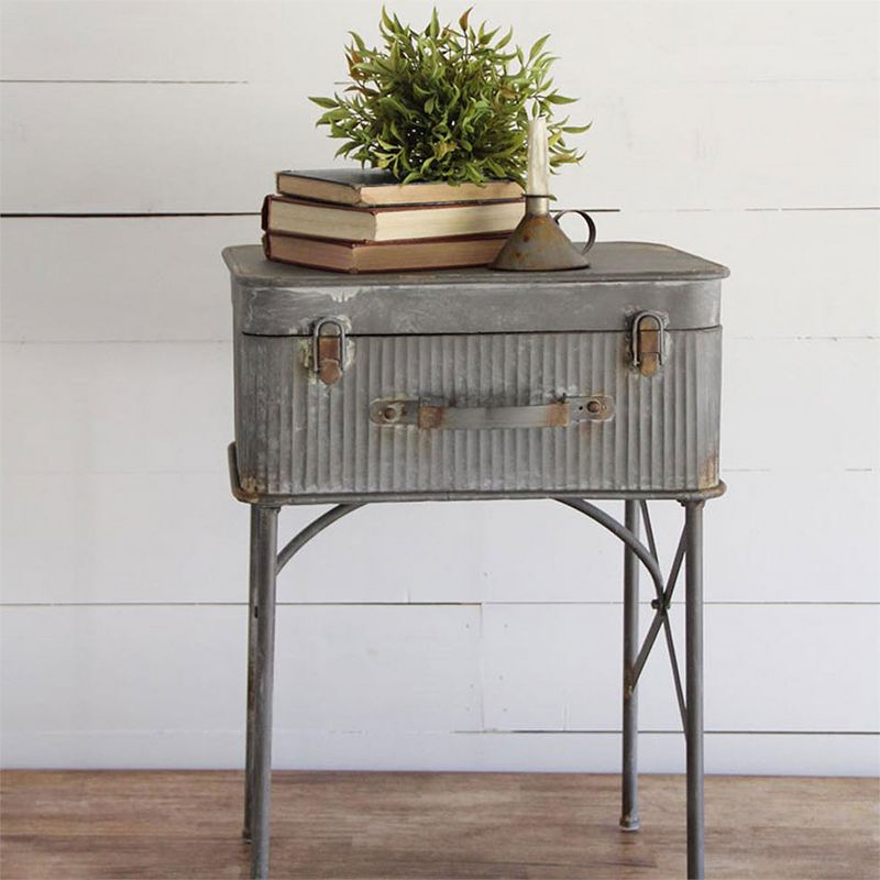 Distressed Metal Suitcase Side/End Table - Foreside Home and Garden, 3 of 6