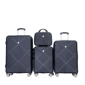 Kumasinova 4Pcs ABS Lightweight Hardside Luggage Set,Airline-Approved Carry-On Suitcases with 14"Makeup Box,Impact-Resistant,14/20/24/28" - 1 of 4