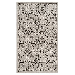 Light Gray/Ivory Abstract Loomed Accent Rug - (3