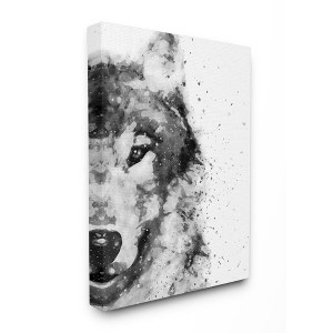 Stupell Industries Forest Wolf Wild Animal Watercolor Pop Black White - 1 of 4