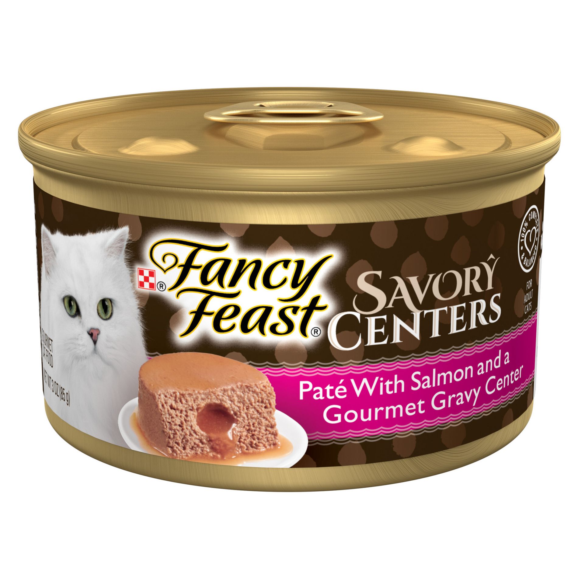 Purina Fancy Feast Savory Centers Paté with Salmon and a Gourmet Gravy Center Wet Cat Food Cans - 3oz