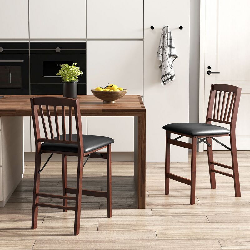 Tangkula Set of 4 Counter Height Chairs Folding Kitchen Island Stool w/ Padded Seat, 3 of 9