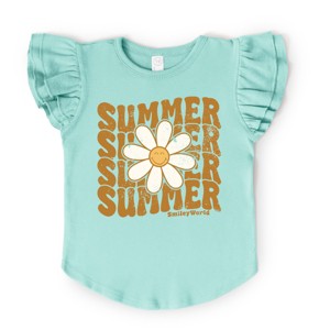 The Juniper Shop SmileyWorld Summer Wave Stacked Flutter Sleeve Tee - 1 of 4