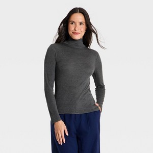 RUFFLOG MOCK NECK SHIRTS GRAY サイズXL Women's Long Sleeve Featherweight Mockneck T-Shirt - A New Day