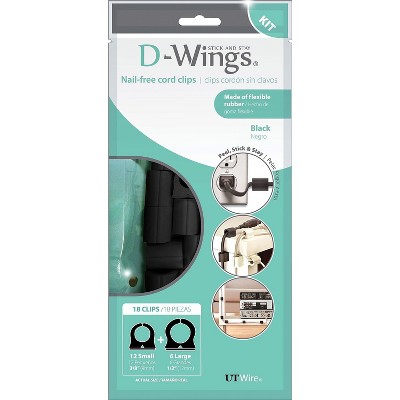 UT Wire D-WINGS CORD CONTROL ASSORTED KIT BLACK SET OF UTW-D18-BK