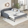 PAGED Twin Size Upholstered Daybed Wooden Bed Frame with Adjustable Trundle for Bedroom and Living Room - 3 of 4
