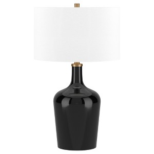 Hudson and Canal 25" Tall Drum Table Lamp with Fabric Shade - 1 of 4