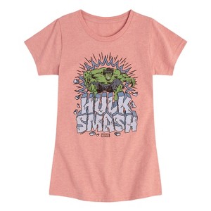 Girls' - Marvel - Hulk Smash Fitted Short Sleeve Graphic T-Shirt - 1 of 4