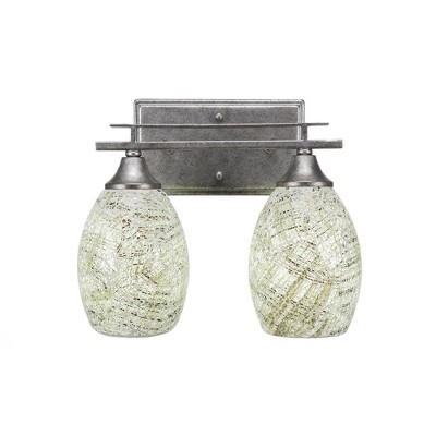 Toltec Lighting Uptowne 2 - Light Vanity in  Aged Silver with 5" Natural Fusion Shade