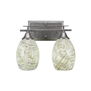 Toltec Lighting Uptowne 2 - Light Vanity in  Aged Silver with 5" Natural Fusion Shade - 1 of 1