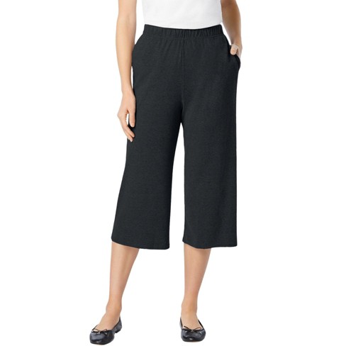 Woman Within Women s Plus Size 7 day Knit Culotte 38 40 Heather Charcoal Target