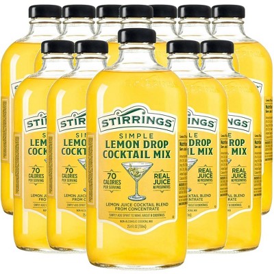 Stirrings Simple Lemon Drop Cocktail Mix 750ml Bottles - Real Juice No Preservatives - 70 Calories - Drink Mixer