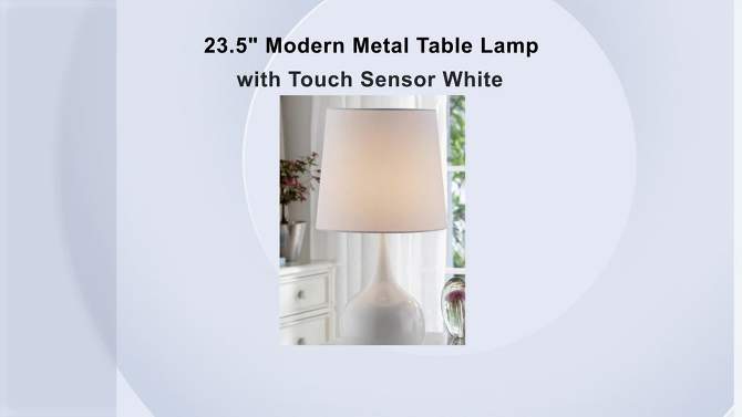 23.5&#34; Modern Metal Table Lamp with Touch Sensor White - Ore International, 2 of 5, play video