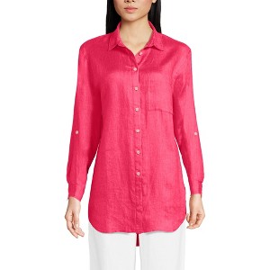 Lands' End Women's Linen Roll Sleeve Relaxed Tunic Top - 1 of 4