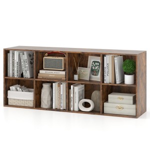 Costway 8-Cube Bookcase Bookshelf with 2 Anti-Tipping Kits Storage Organizer Rustic Brown - 1 of 4