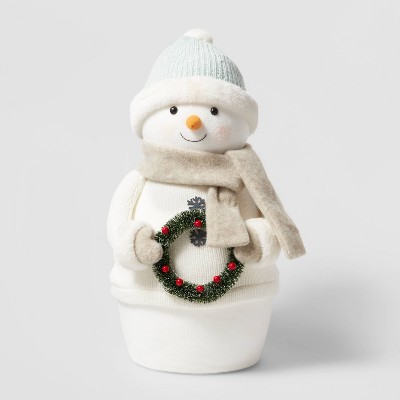 Large Plush Standing Snowman with Wreath Decorative Figurine - Wondershop™