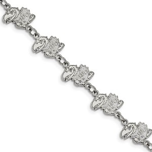 Black Bow Jewelry Stainless Steel Kansas Jayhawks NCAA charm Bracelet 7 Inch - 1 of 4