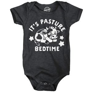 Its Pasture Bedtime Baby Bodysuit Funny Sarcastic Cow Graphic Novelty Jumper For Infants - Crazy Dog Baby Bodysuit - 1 of 4