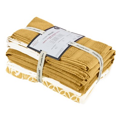 Modern Threads Gold Cotton Jacquard Towel Set - 6 Pieces