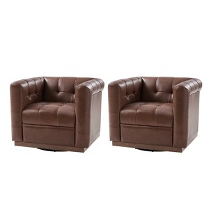 Frankie Genuine Leather Swivel Club Chair Set of 2| HULALA HOME - 1 of 4