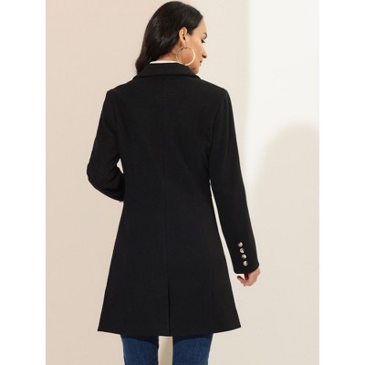 INSPIRE CHIC Women's Single Breasted Notched Lapel Long Winter Trench Coats Medium Black — фото 4