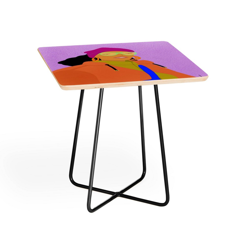 Photos - Coffee Table EELISENDRI K Thanks Square Side Table Purple/Black - Deny Designs: Birch Top, Steel Legs, Artist-Designed