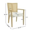 PexFix 2Pcs Modern Upholstered Fabric Armchairs Dining Chairs Rattan Back Dining Room Chairs Accent Kitchen Chairs with Solid Wood Legs Natural - 3 of 4