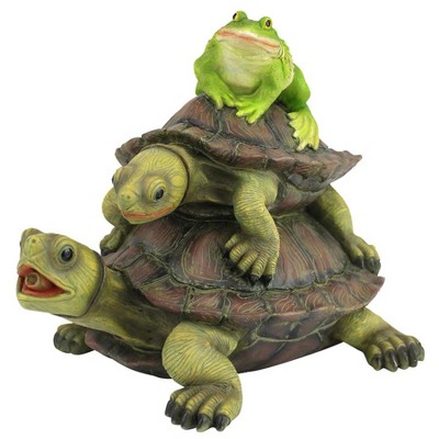 Design Toscano Along For The Ride, Frog And Turtles Spitter Piped Statue - Multicolored