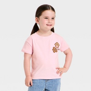 Toddler Girls' Holiday Relaxed Short Sleeve T-Shirt - Cat & Jack™ Light Pink - 1 of 4
