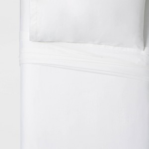 Twin XL 100% Cotton Solid Sheet Set True White - Threshold