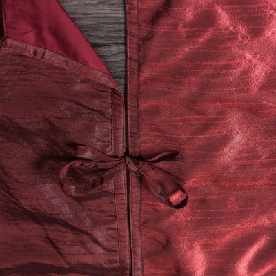 Luxurious 60" Burgundy Frost Polysilk and Velvet Christmas Tree Skirt