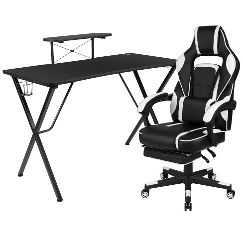 Flash Furniture Gaming Desk And Red Footrest Reclining Gaming Chair Set -  Cup Holder/headphone Hook/removable Mouse Pad Top/wire Management : Target